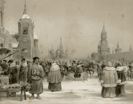 Couverture de Estampe de la semaine - La Place Rouge, Moscou. Dessiné par Lauvergne et Lithographié par Bayot. 1840